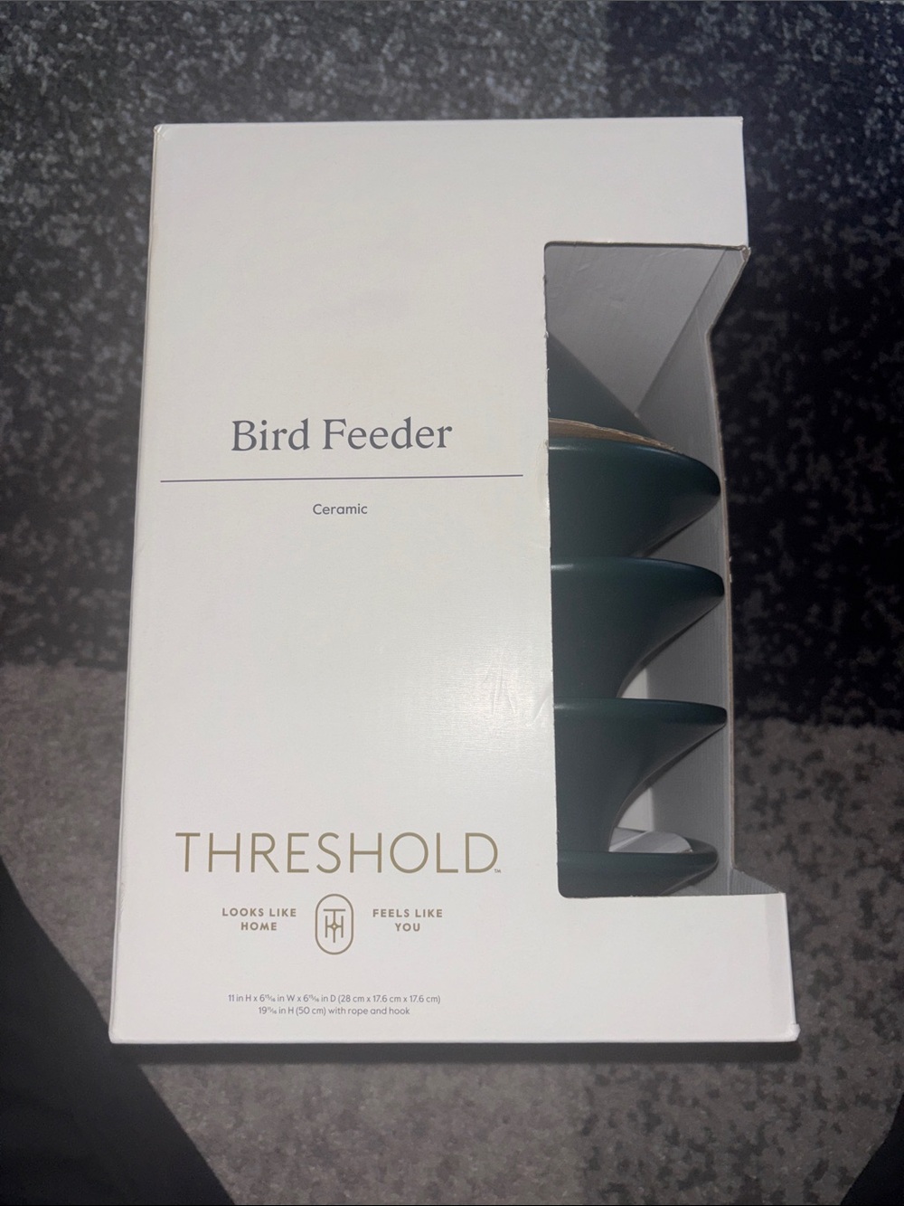 Threshold Ceramic Bird Feeder in Teal Green